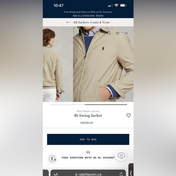 NWT Polo Ralph Lauren khaki Bi-Swing Jacket - Size XXL - Picture 4 of 14